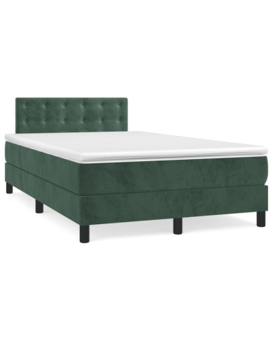 Sommier à lattes de lit avec matelas vert foncé 120x190 cm | Mobilier & Déco