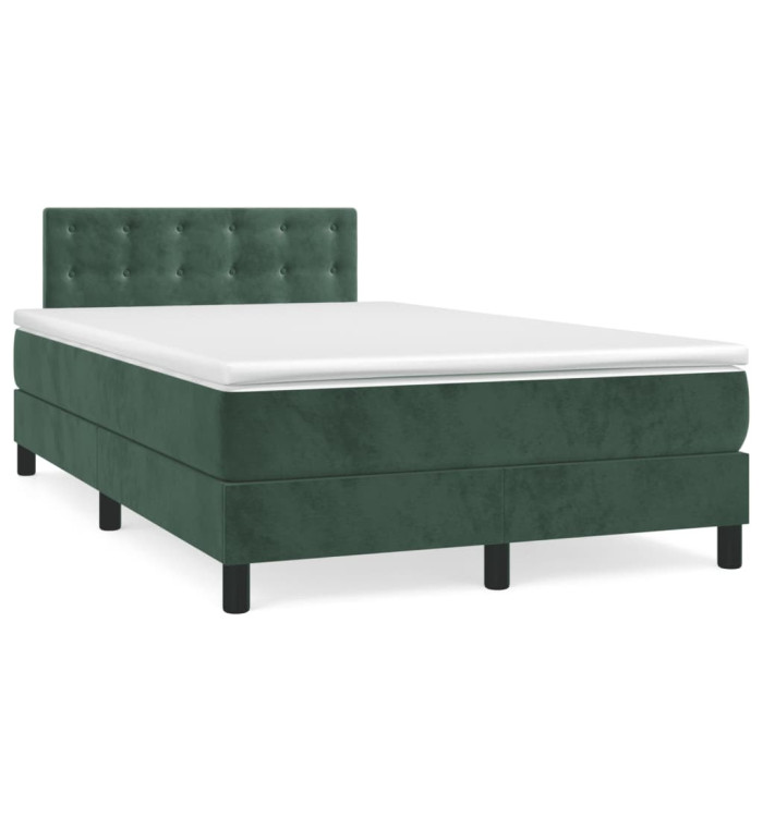 Sommier à lattes de lit avec matelas vert foncé 120x190 cm | Mobilier & Déco