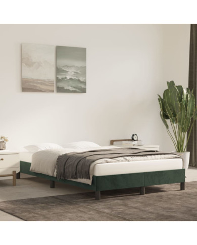 Cadre de lit sans matelas vert foncé 120x190 cm velours | Mobilier & Déco