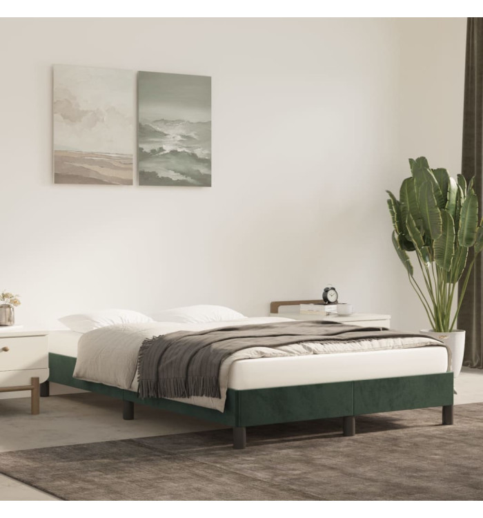 Cadre de lit sans matelas vert foncé 120x190 cm velours | Mobilier & Déco