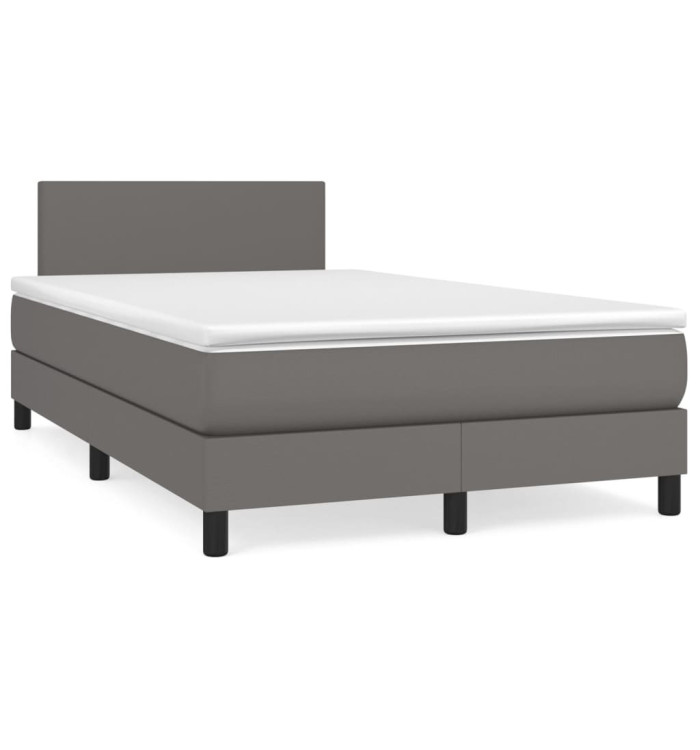 Sommier à lattes de lit avec matelas gris 120x190 cm similicuir | Mobilier & Déco