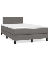 Sommier à lattes de lit avec matelas gris 120x190 cm similicuir | Mobilier & Déco