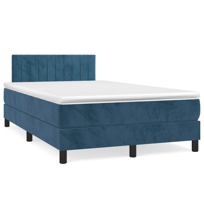 Sommier à lattes de lit avec matelas LED bleu foncé 120x190 cm | Mobilier & Déco