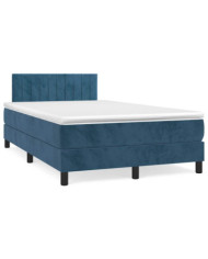 Sommier à lattes de lit avec matelas LED bleu foncé 120x190 cm | Mobilier & Déco