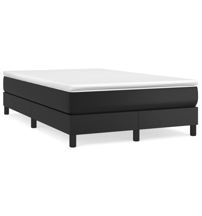 Sommier à lattes de lit avec matelas noir 120x190 cm similicuir | Mobilier & Déco