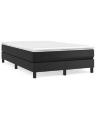Sommier à lattes de lit avec matelas noir 120x190 cm similicuir | Mobilier & Déco