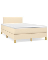 Sommier à lattes de lit matelas et LED crème 120x190 cm tissu | Mobilier & Déco