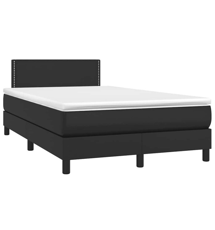 Sommier à lattes de lit matelas LED noir 120x190 cm similicuir | Mobilier & Déco