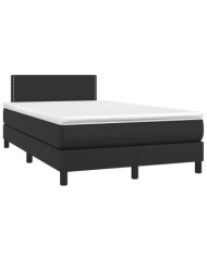 Sommier à lattes de lit matelas LED noir 120x190 cm similicuir | Mobilier & Déco