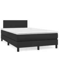 Sommier à lattes de lit avec matelas noir 120x190 cm similicuir | Mobilier & Déco