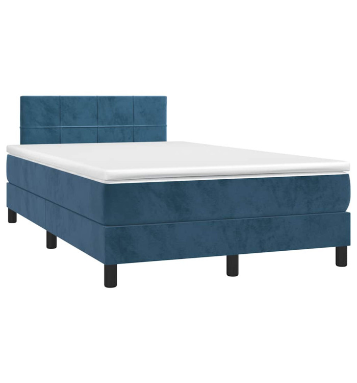 Sommier à lattes de lit avec matelas LED bleu foncé 120x190 cm | Mobilier & Déco
