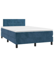Sommier à lattes de lit avec matelas LED bleu foncé 120x190 cm | Mobilier & Déco