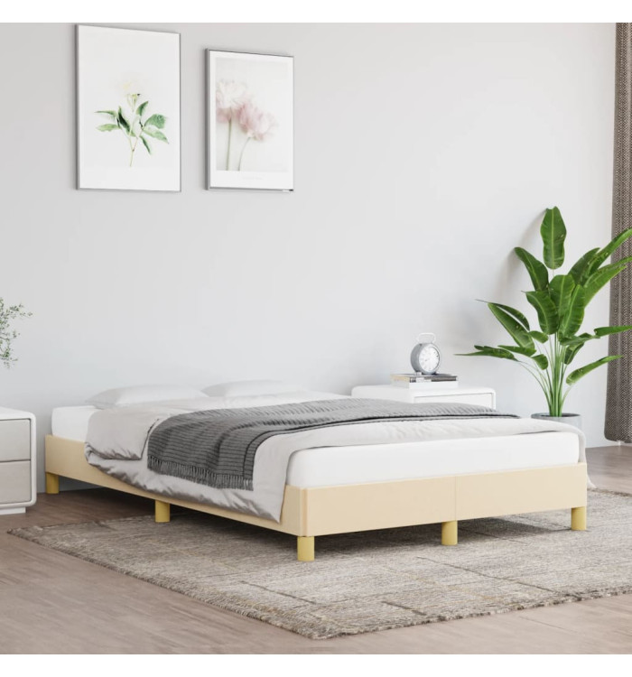 Cadre de lit sans matelas crème 120x190 cm tissu | Mobilier & Déco