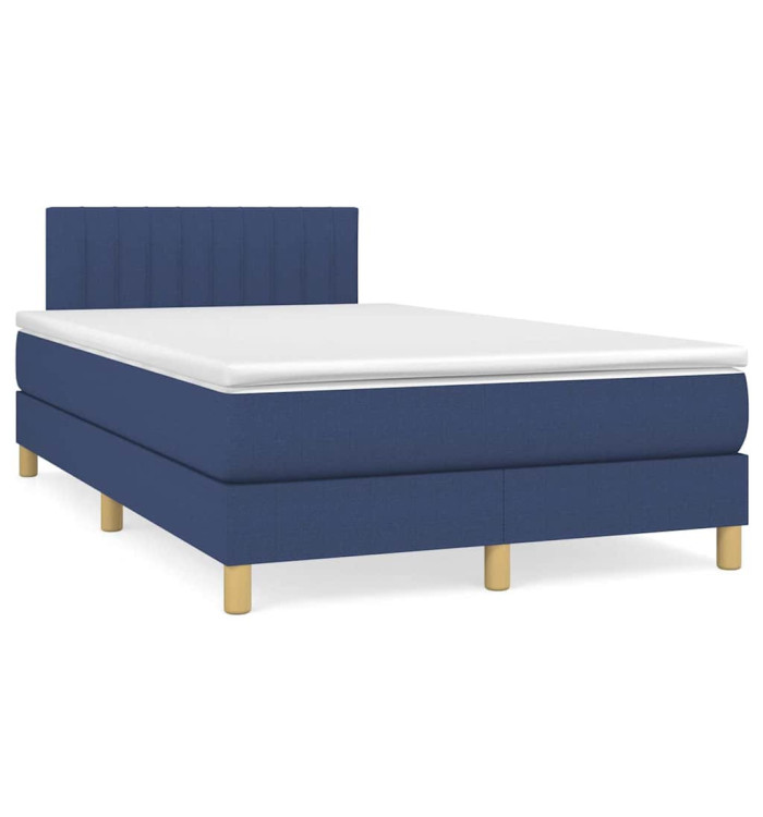 Sommier à lattes de lit matelas et LED bleu 120x190 cm tissu | Mobilier & Déco