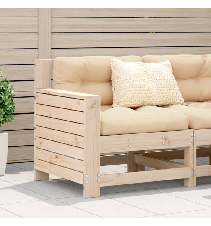 Canapé de jardin accoudoir avec coussin bois massif de pin | Mobilier & Déco
