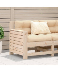 Canapé de jardin accoudoir avec coussin bois massif de pin | Mobilier & Déco