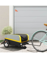 Remorque de vélo noir et jaune 45 kg fer | Mobilier & Déco