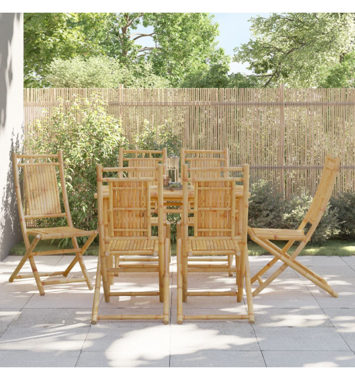 Chaises pliables de jardin lot de 6 46x66x99 cm bambou | Mobilier & Déco