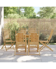 Chaises pliables de jardin lot de 6 46x66x99 cm bambou | Mobilier & Déco