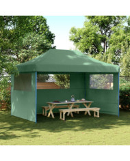 Tente de réception pliable escamotable 3 parois latérales vert | Mobilier & Déco