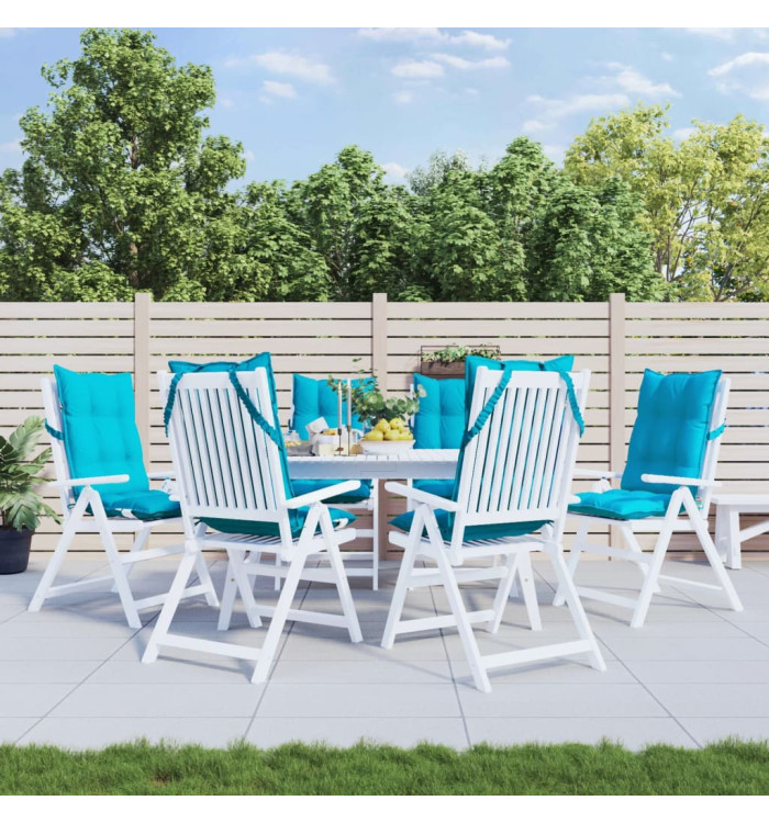 Coussins de chaise à dossier haut lot de 6 turquoise | Mobilier & Déco
