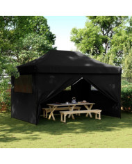Tente de réception pliable escamotable 4 parois latérales noir | Mobilier & Déco