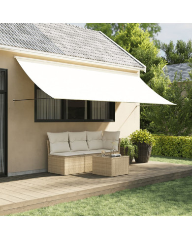Auvent rétractable crème 400x150 m tissu et acier | Mobilier & Déco