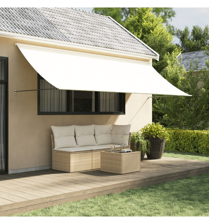 Auvent rétractable crème 400x150 m tissu et acier | Mobilier & Déco