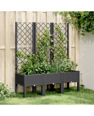 Jardinière avec treillis noir 120x40x142 cm PP | Mobilier & Déco
