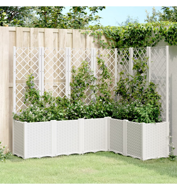 Jardinière avec treillis blanc 160x120x140 cm PP | Mobilier & Déco