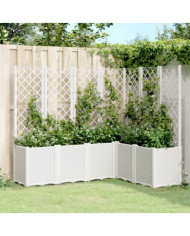 Jardinière avec treillis blanc 160x120x140 cm PP | Mobilier & Déco