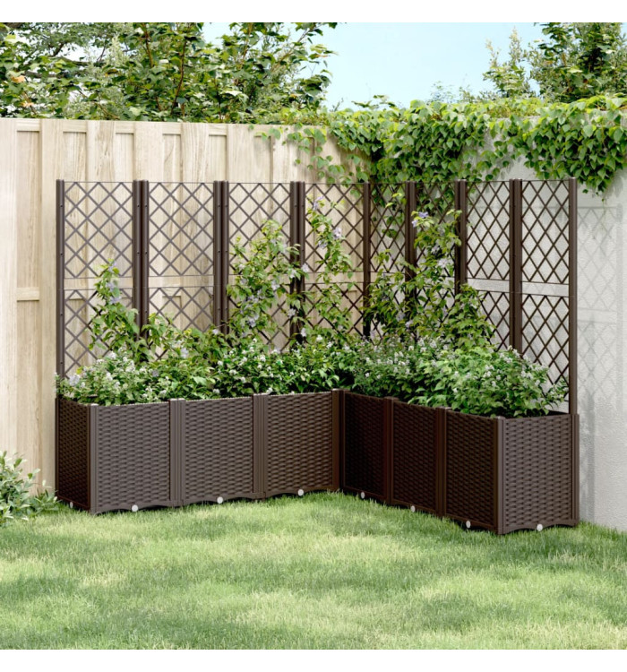 Jardinière avec treillis marron 160x160x140 cm PP | Mobilier & Déco
