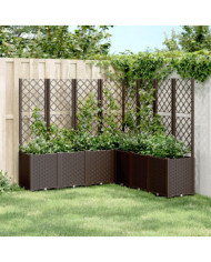 Jardinière avec treillis marron 160x160x140 cm PP | Mobilier & Déco