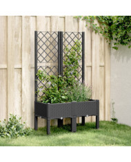 Jardinière avec treillis noir 80x40x142 cm PP | Mobilier & Déco