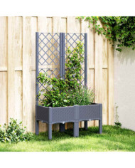 Jardinière avec treillis bleu gris 80x40x142 cm PP | Mobilier & Déco