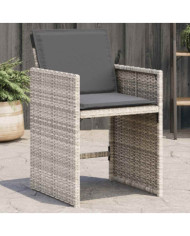 Chaises de jardin avec coussins lot de 4 gris clair poly rotin | Mobilier & Déco