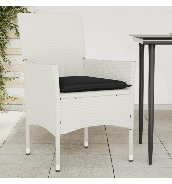 Chaises de jardin avec coussins lot de 2 blanc résine tressée | Mobilier & Déco
