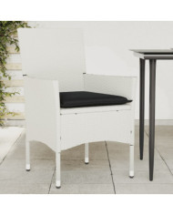 Chaises de jardin avec coussins lot de 2 blanc résine tressée | Mobilier & Déco