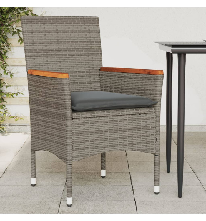 Chaises de jardin avec coussins lot de 2 gris résine tressée | Mobilier & Déco