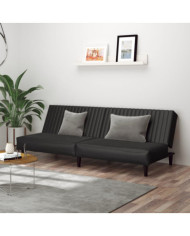 Canapé-lit 2 places noir similicuir | Mobilier & Déco
