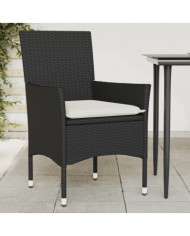 Chaises de jardin avec coussins lot de 2 noir résine tressée | Mobilier & Déco