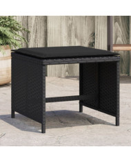 Tabourets de jardin et coussins lot de 4 noir 41x41x36 cm rotin | Mobilier & Déco