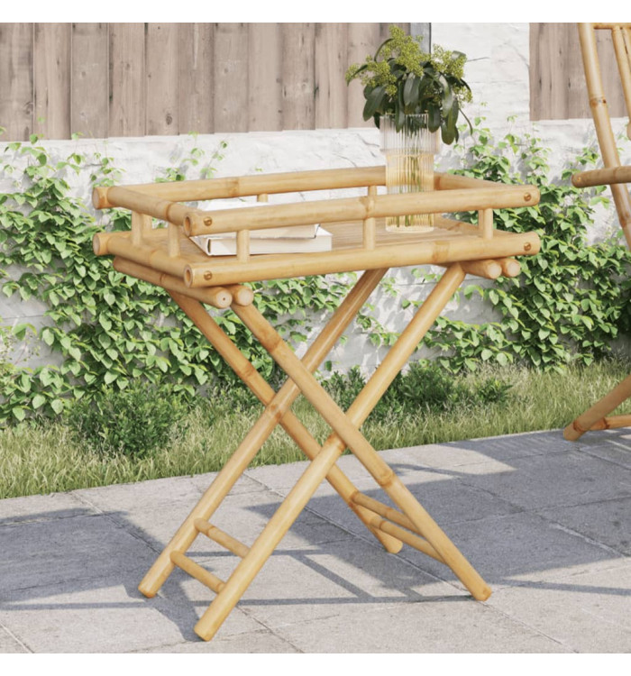 Table à plateau pliante 60x40x68 cm bambou | Mobilier & Déco