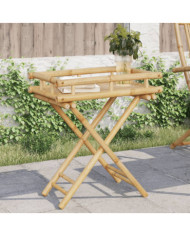 Table à plateau pliante 60x40x68 cm bambou | Mobilier & Déco