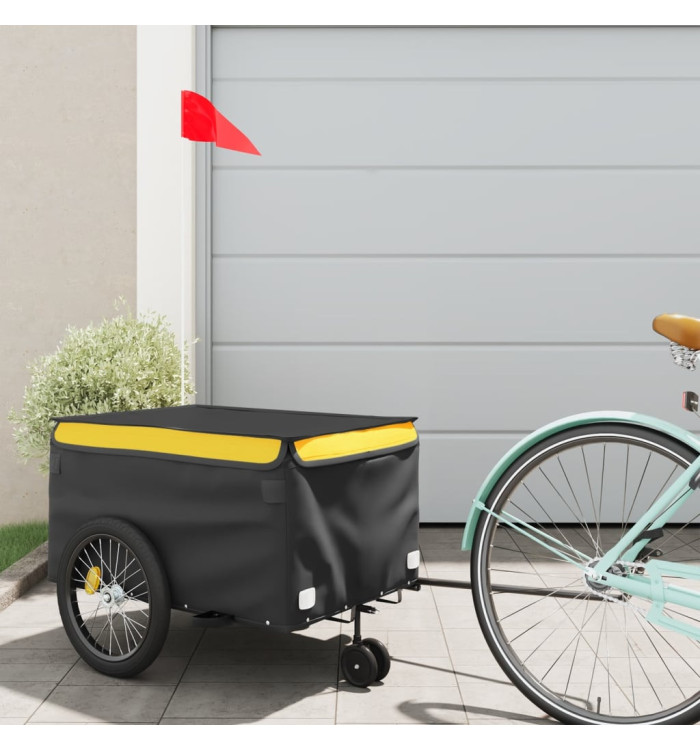 Remorque de vélo noir et jaune 30 kg fer | Mobilier & Déco