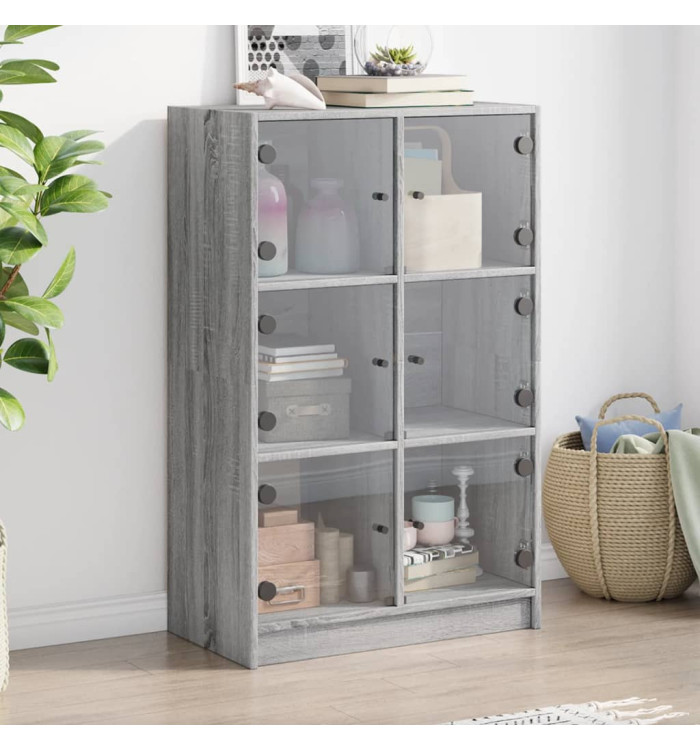 Buffet haut avec portes gris sonoma 68x37x109cm bois ingénierie | Mobilier & Déco