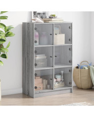 Buffet haut avec portes gris sonoma 68x37x109cm bois ingénierie | Mobilier & Déco