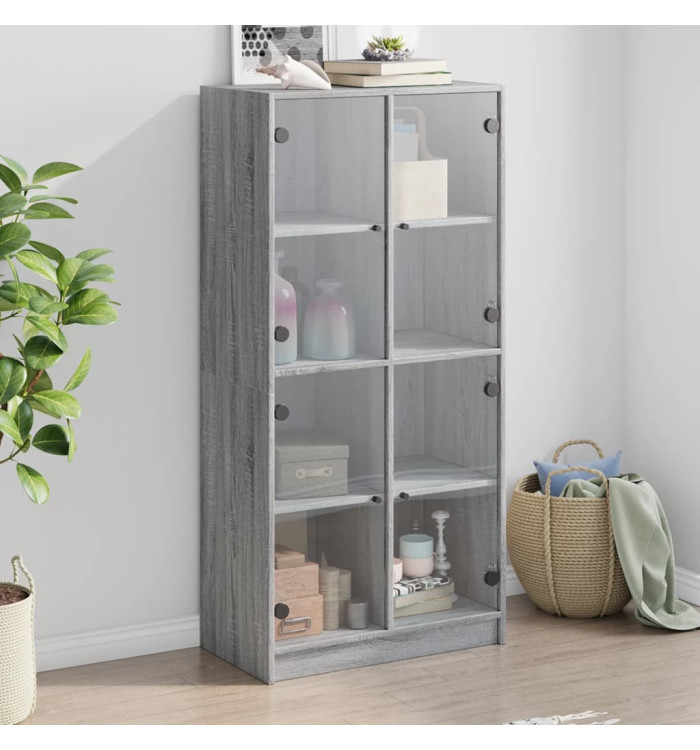 Buffet haut avec portes gris sonoma 68x37x142cm bois ingénierie | Mobilier & Déco