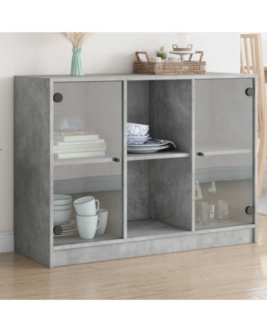 Buffet gris béton 102x37x75,5 cm bois d'ingénierie | Mobilier & Déco