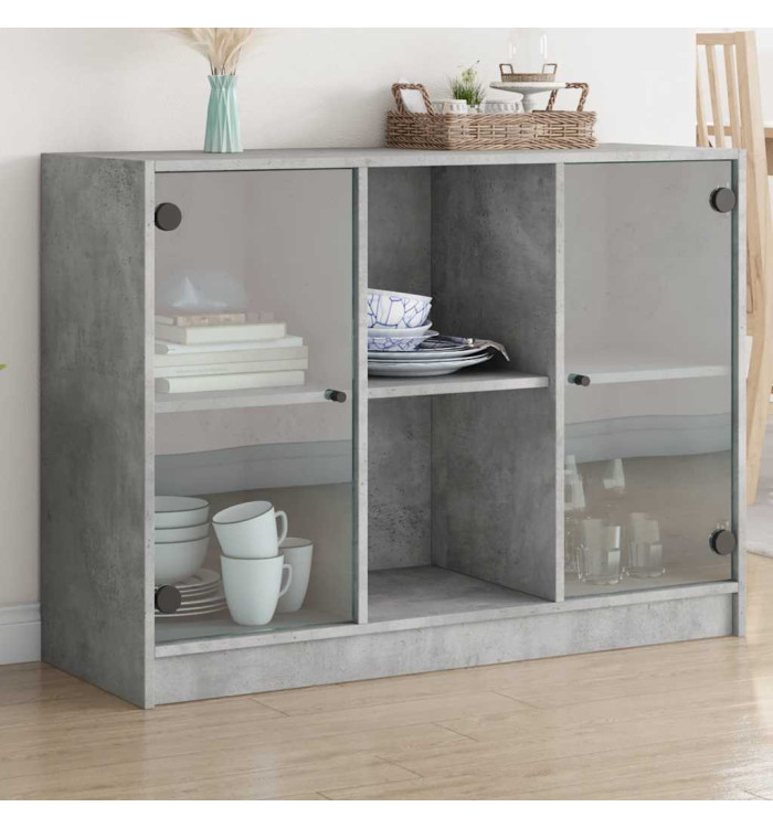 Buffet gris béton 102x37x75,5 cm bois d'ingénierie | Mobilier & Déco